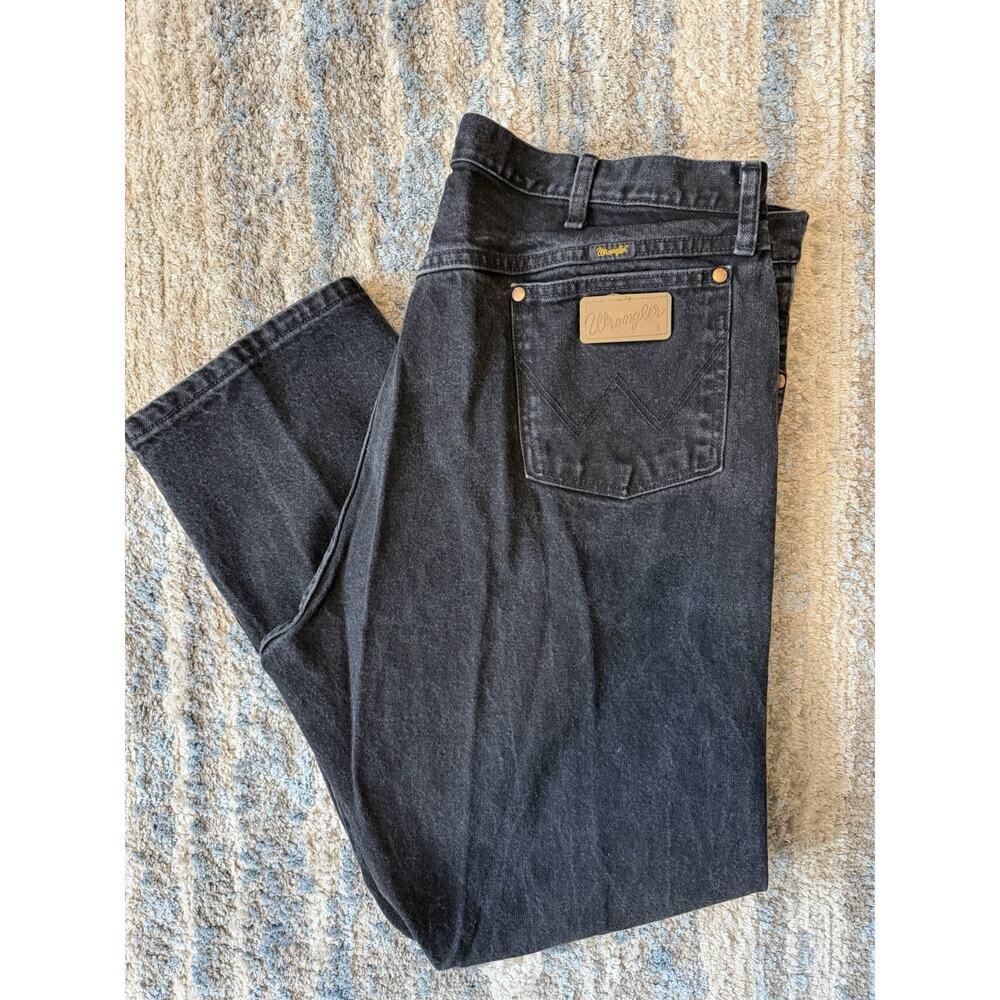 Wrangler Cowboy Cut Jeans Mens 44x30 Faded Black Denim Straight Leg Western